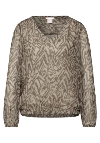 Street One - Chiffon-Bluse mit Raffung beige - Gr. - 36