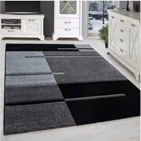 SIMPEX24 Teppich Kariert Design, Läufer, Höhe: 13 mm, Designer Wohnzimmer Teppich Kurzflor Handgearbeiteter Konturenschnitt