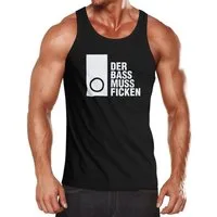MoonWorks Tanktop Herren Tanktop Techno Spruch Der Bass muss Ficken Party Festival Rave mit Print
