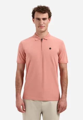 No Excess - Polo Short Sleeve Zip Garment Dyed Pique Stretch coral - Gr. - XL