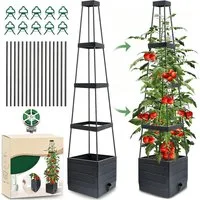 AIMAX Pflanzkübel Tomatentopf mit Rankhilfe, 140 cm Selbstbewässerung Tomaten Rankhilfe (Tomatenturm mit Wasserspeicher, Tomaten Pflanzkästen, Blumenkasten, 1 St., Verstellbare Rankenstütze, Integrierter Wasserspeicher, Hochbeet), zum Klettern von Ge