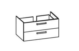 Artiqua 411 Waschtischunterschrank für Vero 045410 mit 2 Armaturbohrungen Weiß Hochglanz Select, 411 411-WU2L-D23-7160-125