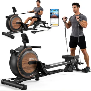 [EU Direct] Bominfit RM5 Pro 2 in 1 Magnetic Rowing Machine with Strength Training Cords, 6KG Ultra-Quiet Flywheel, 160K