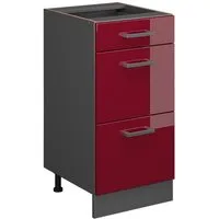 Vicco Unterschrank R-Line, Rot Hochglanz/Anthrazit, 40 cm mit Schubladen, ohne Arbeits... (1-St)