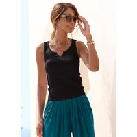 LASCANA Ripptanktop mit kleinem V-Ausschnitt, figurbetontes Damentop, Basic