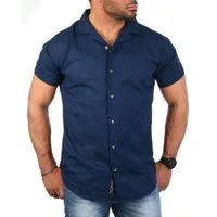 CARISMA Kurzarmhemd Herren Leinen Baumwoll Mix Casual Hemd 9212 Regular Kurzarm Kentkragen Uni