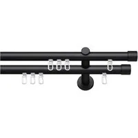 SN DECO GROUP Gardinenstange Innenlaufgarnitur Brest, Ø 19 mm, 2-läufig, Fixmaß, Verschraubt, Aluminium, Komplettset