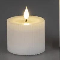 formano LED-Kerze Streifen, LED, Mit Timerfunktion, Weiß, Rillen, H: 4cm