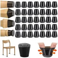 BlingBin Stuhlsocke Stuhlbeinkappen mit Filz, Silikon-Stuhlbeinschoner für Möbelbeine, (1er Set, 48 St), Filzgleiter für Stühle,14-20MM Verdickte Stuhlbeinschoner Schutzkappen