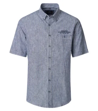 CASAMODA - Gestreiftes Kurzarmhemd blau - Gr. - 3XL