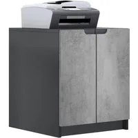 Vladon Kommode Logan (Aktenschrank, mit 2 Fächern und 2 Türen), Schwarz matt/Beton Dunkel Optik, (51 x 60,5 x 54 cm)