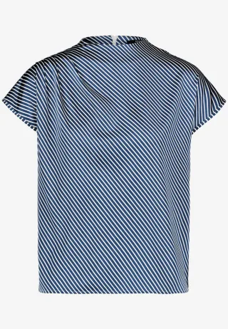 zero - Elegante Bluse mit Stehkragen blau/weiß - Gr. - 38