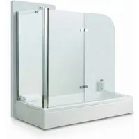 Mucola Badewannenaufsatz Eck Duschabtrennung Badewannenaufsatz Badewannenfaltwand Duschkabine, Aluminium, Glas, (Stück, 1 tlg)