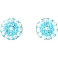 Impala Paar Ohrstecker Geli aus 925 Silber mit Kristallen & Perlen, Ø 8 mm, 925 Sterling Silber, mit Kristallsteinen und Imitatperlen