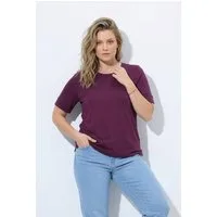 Ulla Popken T-Shirt T-Shirt Rippjersey Rundhals Halbarm Biobaumwolle
