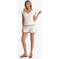 Imily Bela Hausanzug Damen Lässiges Strickwaren-Set (Set, 2 tlg., Ärmellose Weste mit V-Ausschnitt + Shorts) V-Ausschnitt
