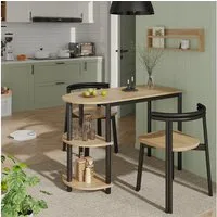 Vicco Esstisch Freetown, Goldkraft Eiche/Schwarz, 110 x 50 cm mit offene Ablagen (1-St)