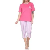 Normann Pyjama Normann Damen Pyjama kurzarm in Streifenoptik – auch in Übergröße