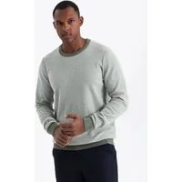 OMBRE Rundhalspullover Herren RELAXED FIT gemusterter Strickpullover