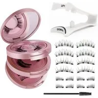 MOPUEA Magnetwimpern Magnetische Wimpern Natürlich Magnetic Lashes Wiederverwendbar, Set, 16 tlg., 8 Paare Magnetwimpern Mit Applikator