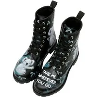 DOGO Long Boots Schnürstiefel Koala Hug Black Damen Stiefeletten, Schnürboots Handgefertigt