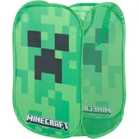 Minecraft Wäschekorb aus Stoff - Wäschebox - Faltbar mit 2 Hänkeln - Mit Creeper Motiv, - perfektes Geschenk für Kinder & Fans des Spiels