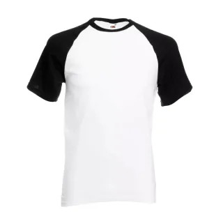 Fruit of the Loom - T-Shirt für Herren - Baseball kurzärmlig (Weiß/Schwarz)