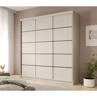 MOEBLO Schiebetürenschrank Tagra 200 (3 Türen, 11 Einlegeböden, Kleiderstange, Laminat, Modernes Design, Schwebetürenschrank Schrank Garderobe Schiebtüren Schlafzimmer) (BxHxT): 200x215x58cm