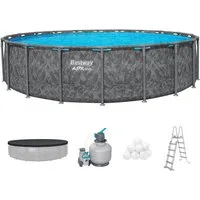Bestway Framepool APX365™ Winterfest (Set, Inkl. Sandfilteranlage, Filterbälle, Sicherheitsleiter, Abdeckplane), Ø 610 x 132 cm