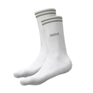 SNOCKS - Retro Socks Uni white with dusty olive - Gr. - 44.5