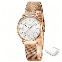 Toomoke Quarzuhr  Edelstahlarmband, Glassteine, Roségold Damen Armbanduhr, (Packung, 3ATM Wasserdicht, Elegantes Quarzwerk), Armbanduhr, Damenuhr, Edelstahlarmband