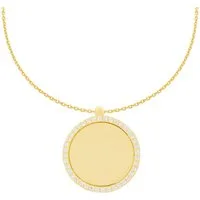 Stella-Jewellery Collier 585er Kette mit Gravurplatte mit Zirkonia -Ø22,5, Collierkette mit Gravurplatte und Zirkonia