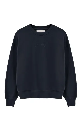 Sweatshirt marineblau im Regular Fit mit Rundhalsausschnitt und Polo Club Stickerei