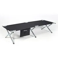 24Move Feldbett Feldbett, Gartenliege, Campingbett bis 180 kg, klappbar, zelten (schwarz, wasserabweisend, inkl. Seitentasche, 190 cm x 63 cm x 42 cm, inkl. Tragetasche für einfachen Transport)