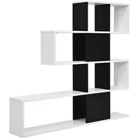 COSTWAY Bücherregal, 5 Etagen Raumteiler, Holz, freistehend, Schwarz + Weiß