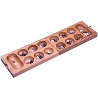 LOGOPLAY Spiel Kalaha Gr. L mit Magnetverschluss, Gesellschaftsspiel, Kalaha Spiel mit Magnetverschluss für 2 Spieler Spielfeld 14 x 49 cm