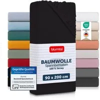 Blumtal Spannbettlaken Blumtal Basics 100% Baumwolle, Baumwolle, Gummizug: Rundum, (2 Stück), Jersey Bettlaken - atmungsaktiv, strapazierfähig und faltenfrei