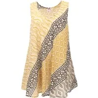 Guru-Shop T-Shirt Boho Blusentop, leichtes Longtop Blockdruck -.. alternative Bekleidung