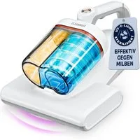 CLEANmaxx Matratzenreinigungsgerät Vibration Pro Milbensauger für Matratzen - entfernt 99,9% aller Milben, 400 W, beutellos, 2-Kammer-Filtersystem Matratzenreiniger - UV-C-Licht Milbenstaubsauger
