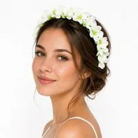 Trachtenland Diadem Blumen Haarkranz 'Ranya' mit Seidenblüten, Creme