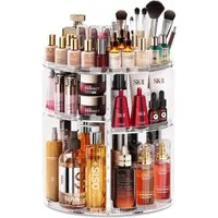 TUWENA Make-Up Organizer Transparent Kosmetik 360° Drehbar Aufbewahrung, Schmink Organizers, 1-tlg., Für Dresser Schminktisch Skincare Aufbewahrungssystem