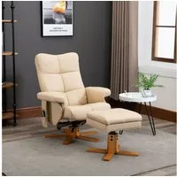 HOMCOM Massagesessel Fernsehsessel mit Fußhocker, aus Kunstleder (2-teilig, 2-St., Massagestuhl), Hocker mit Stauraum