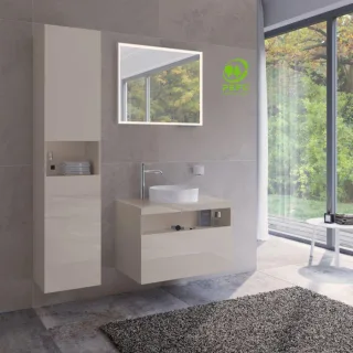Keuco Stageline Hochschrank 32831180001 40 x 180 x 36 cm, Dekor Cashmere, Glas Cashmere klar, 2-türig, ohne Elektrik, links