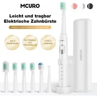 MCURO Schallzahnbürste Schallzahnbürste für Zahnpflege 40000 VPM, 5 Putzmodi, Aufsteckbürsten: 6 St., Reise Zahnbürsten,Timer,TYPE-C aufladbar