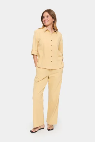 Langarm - Hemd Gerade Passform Croissant beige