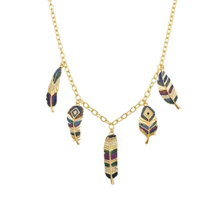 Luxenter Multicolour Zirkonia Halskette aus 18k Gelbgold - Muisem