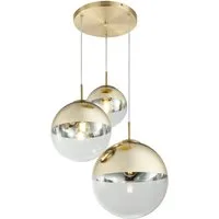 GLOBO LIGHTING LED Pendelleuchte, LED wechselbar, warmweiß, ausgefallene Cluster Glas-kugel für Esstisch Treppenhaus Gold-en Ø51cm
