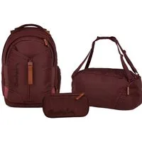 Satch Schulranzen Schulrucksack-Set MATCH Nordic Ruby 3-teilig (3-teilig), Schulranzen, ergonomisch, 30 + 5 Liter