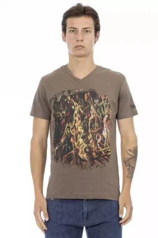 V-Ausschnitt T-Shirt Kunstdruck