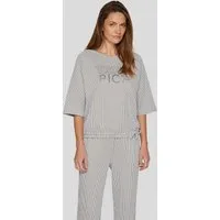 Rabe Kurzarmshirt im Streifen-Look und mit Bindung am Saum